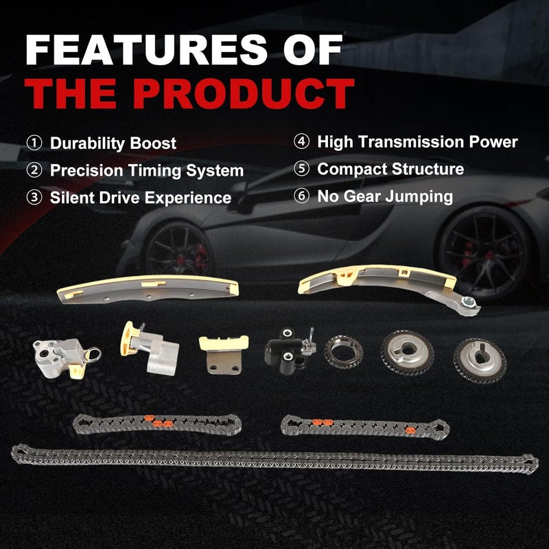 Autodevil Store Timing Chain Kit 3.5L Fit for Quest 2004-2009 for Maxima 2004-2008 for Altima 2004-2006 Automotive Repair Parts for Engine V6 DOHC 24V VQ35DE 13070-7Y016 / 13070-7Y011 / 13070-7Y000 - Image 4